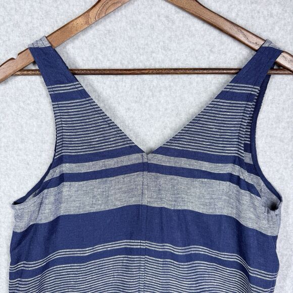 LOFT Outlet Lounge Sz Small Blue Stripe Sleeveless Dress V-Neck - Picture 7 of 11